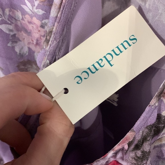 NWT Sundance Women's Floral Gathered Lilacs Dress lavender ruffles size X-LARGE - Picture 6 of 11